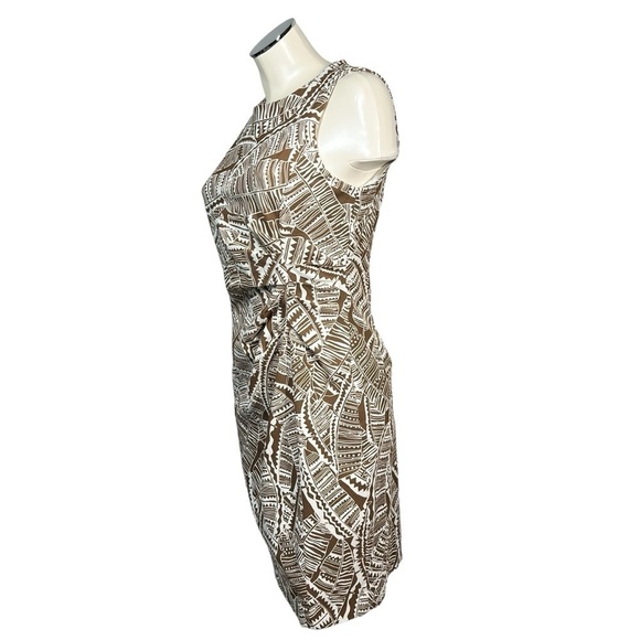 J. MCLAUGHLIN Brown White Tropical Sleeveless Anne Sheath Dress Size 8 - Picture 4 of 16